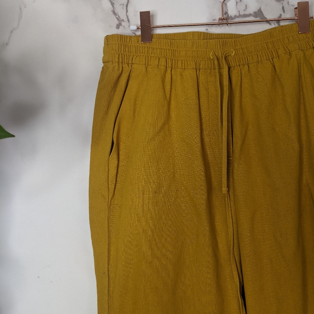 J. Crew mustard yellow linen blend pull on pants - Picture 2 of 6